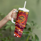 Personalized Barramundi Fish Tumbler With Handle Australian Tropical Fish Indigenous Aboriginal Dot Art
