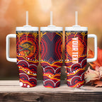 Personalized Barramundi Fish Tumbler With Handle Australian Tropical Fish Indigenous Aboriginal Dot Art