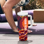 Personalized Barramundi Fish Tumbler With Handle Australian Tropical Fish Indigenous Aboriginal Dot Art