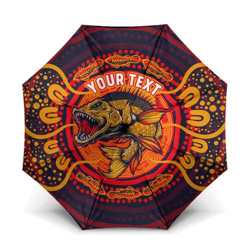 Personalized Barramundi Fish Umbrella Australian Tropical Fish Indigenous Aboriginal Dot Art