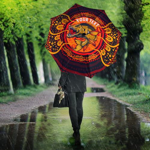 Personalized Barramundi Fish Umbrella Australian Tropical Fish Indigenous Aboriginal Dot Art