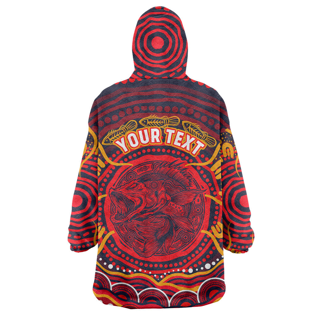 Personalized Barramundi Fish Wearable Blanket Hoodie Australian Tropical Fish Indigenous Aboriginal Dot Art