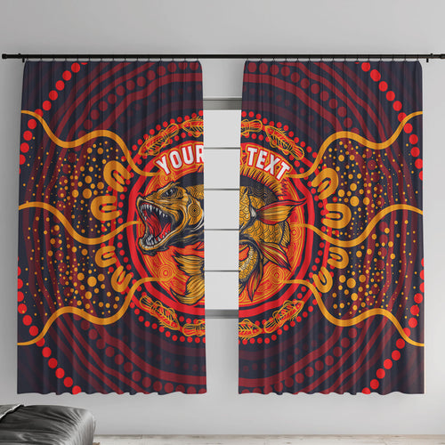 Personalized Barramundi Fish Window Curtain Australian Tropical Fish Indigenous Aboriginal Dot Art