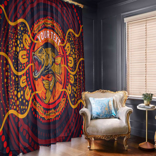 Personalized Barramundi Fish Window Curtain Australian Tropical Fish Indigenous Aboriginal Dot Art