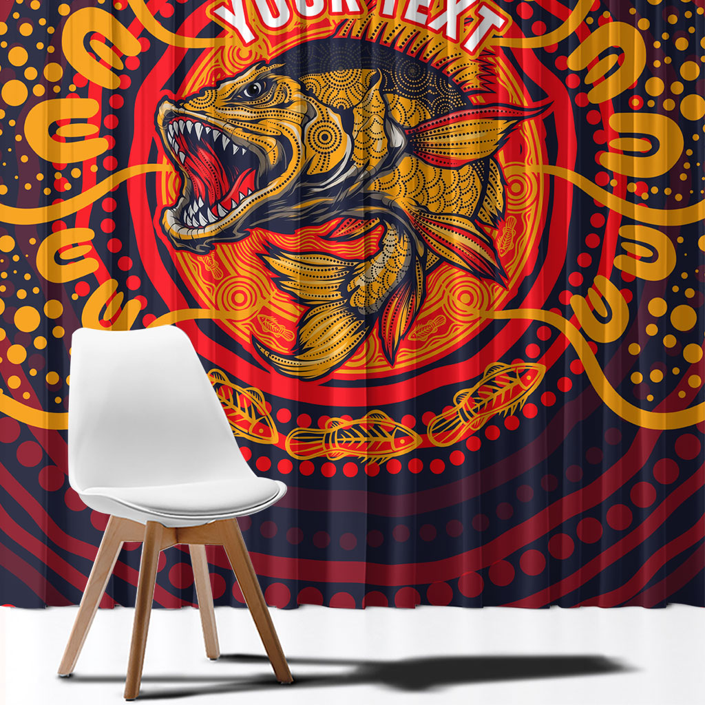 Personalized Barramundi Fish Window Curtain Australian Tropical Fish Indigenous Aboriginal Dot Art