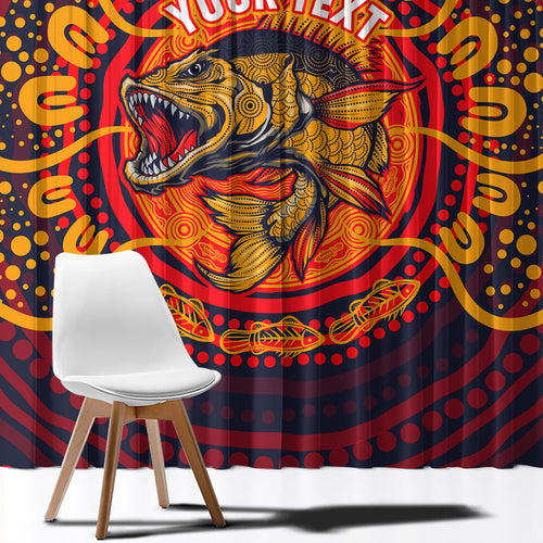 Personalized Barramundi Fish Window Curtain Australian Tropical Fish Indigenous Aboriginal Dot Art