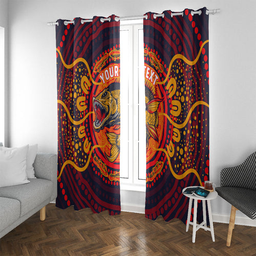 Personalized Barramundi Fish Window Curtain Australian Tropical Fish Indigenous Aboriginal Dot Art