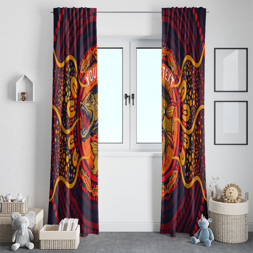 Personalized Barramundi Fish Window Curtain Australian Tropical Fish Indigenous Aboriginal Dot Art