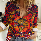 Personalized Barramundi Fish Women Casual Shirt Australian Tropical Fish Indigenous Aboriginal Dot Art