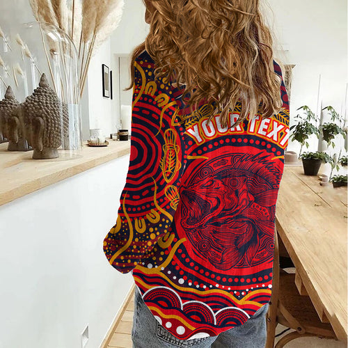 Personalized Barramundi Fish Women Casual Shirt Australian Tropical Fish Indigenous Aboriginal Dot Art