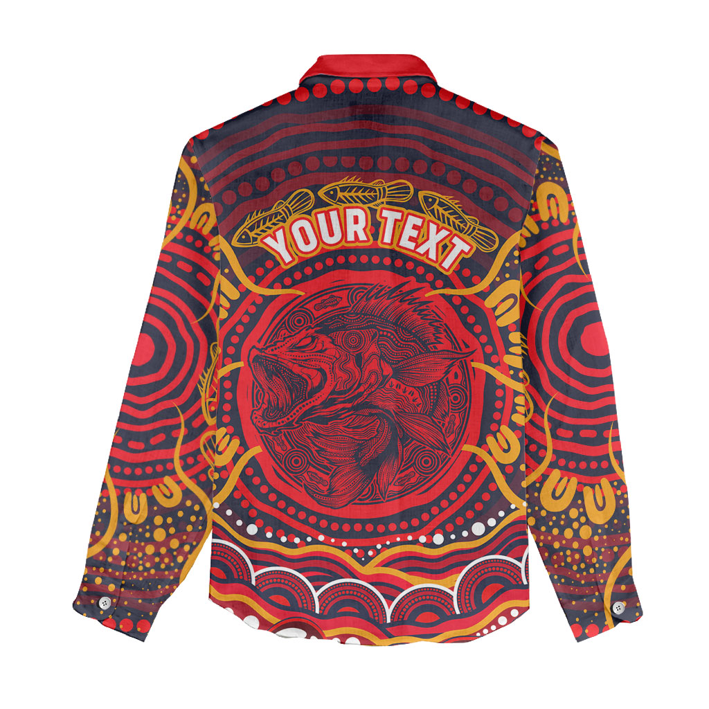 Personalized Barramundi Fish Women Casual Shirt Australian Tropical Fish Indigenous Aboriginal Dot Art