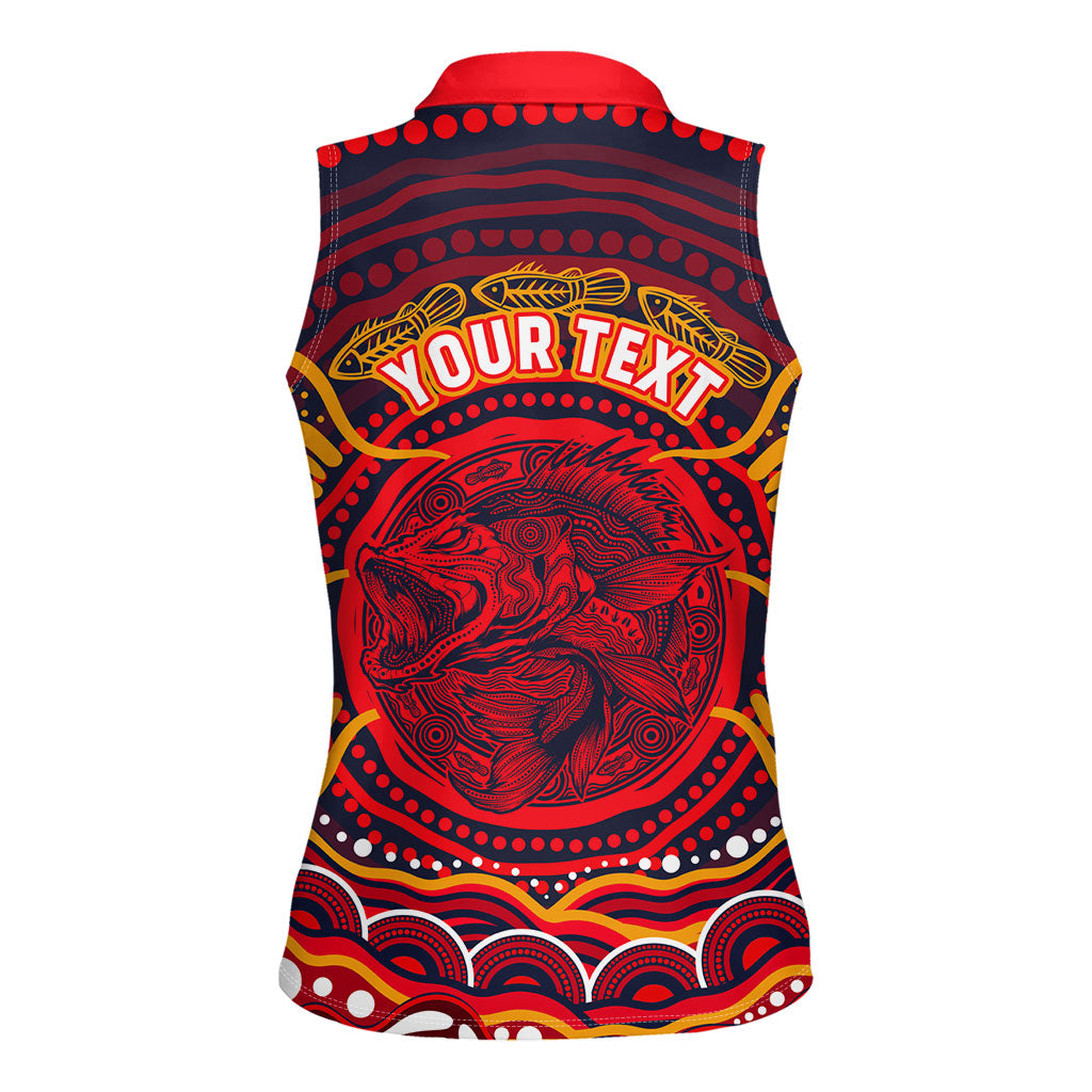 Personalized Barramundi Fish Women Sleeveless Polo Shirt Australian Tropical Fish Indigenous Aboriginal Dot Art