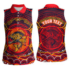 Personalized Barramundi Fish Women Sleeveless Polo Shirt Australian Tropical Fish Indigenous Aboriginal Dot Art