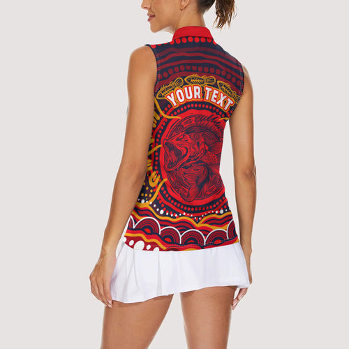 Personalized Barramundi Fish Women Sleeveless Polo Shirt Australian Tropical Fish Indigenous Aboriginal Dot Art