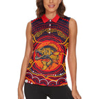 Personalized Barramundi Fish Women Sleeveless Polo Shirt Australian Tropical Fish Indigenous Aboriginal Dot Art