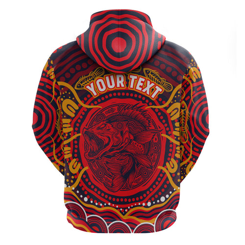 Personalized Barramundi Fish Zip Hoodie Australian Tropical Fish Indigenous Aboriginal Dot Art
