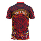 Personalized Barramundi Fish Zipper Polo Shirt Australian Tropical Fish Indigenous Aboriginal Dot Art