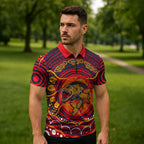 Personalized Barramundi Fish Zipper Polo Shirt Australian Tropical Fish Indigenous Aboriginal Dot Art