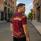 Personalized Barramundi Fish Zipper Polo Shirt Australian Tropical Fish Indigenous Aboriginal Dot Art