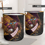 Brisbane Broncos Rugby Laundry Basket Tribal Polynesian Power Art - Lightning Mascot