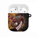 Brisbane Broncos Rugby AirPods Case Tribal Polynesian Power Art - Lightning Mascot