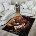 Brisbane Broncos Rugby Area Rug Tribal Polynesian Power Art - Lightning Mascot