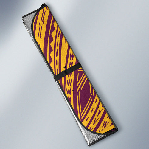 Brisbane Broncos Rugby Auto Sun Shade Tribal Polynesian Power Art - Lightning Mascot