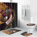 Brisbane Broncos Rugby Bathroom Set Tribal Polynesian Power Art - Lightning Mascot