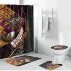 Brisbane Broncos Rugby Bathroom Set Tribal Polynesian Power Art - Lightning Mascot