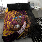 Brisbane Broncos Rugby Bedding Set Tribal Polynesian Power Art - Lightning Mascot