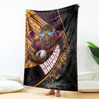Brisbane Broncos Rugby Blanket Tribal Polynesian Power Art - Lightning Mascot