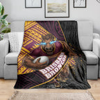 Brisbane Broncos Rugby Blanket Tribal Polynesian Power Art - Lightning Mascot