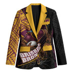 Brisbane Broncos Rugby Blazer Tribal Polynesian Power Art - Lightning Mascot