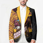 Brisbane Broncos Rugby Blazer Tribal Polynesian Power Art - Lightning Mascot