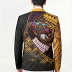 Brisbane Broncos Rugby Blazer Tribal Polynesian Power Art - Lightning Mascot