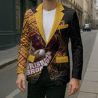 Brisbane Broncos Rugby Blazer Tribal Polynesian Power Art - Lightning Mascot