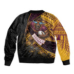 Brisbane Broncos Rugby Bomber Jacket Tribal Polynesian Power Art - Lightning Mascot