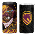 Brisbane Broncos Rugby 4 in 1 Can Cooler Tumbler Tribal Polynesian Power Art - Lightning Mascot