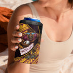 Brisbane Broncos Rugby 4 in 1 Can Cooler Tumbler Tribal Polynesian Power Art - Lightning Mascot
