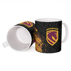 Brisbane Broncos Rugby Ceramic Mug Tribal Polynesian Power Art - Lightning Mascot