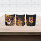 Brisbane Broncos Rugby Ceramic Mug Tribal Polynesian Power Art - Lightning Mascot
