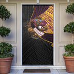 Brisbane Broncos Rugby Door Cover Tribal Polynesian Power Art - Lightning Mascot