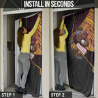Brisbane Broncos Rugby Door Cover Tribal Polynesian Power Art - Lightning Mascot