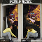 Brisbane Broncos Rugby Door Cover Tribal Polynesian Power Art - Lightning Mascot