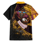 Brisbane Broncos Rugby Family Matching Mermaid Dress and Hawaiian Shirt Tribal Polynesian Power Art - Lightning Mascot