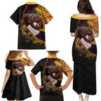 Brisbane Broncos Rugby Family Matching Puletasi and Hawaiian Shirt Tribal Polynesian Power Art - Lightning Mascot