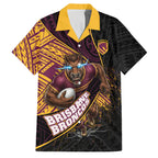 Brisbane Broncos Rugby Family Matching Puletasi and Hawaiian Shirt Tribal Polynesian Power Art - Lightning Mascot