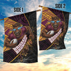 Brisbane Broncos Rugby Garden Flag Tribal Polynesian Power Art - Lightning Mascot