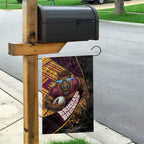 Brisbane Broncos Rugby Garden Flag Tribal Polynesian Power Art - Lightning Mascot