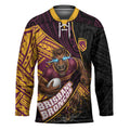 Brisbane Broncos Rugby Hockey Jersey Tribal Polynesian Power Art - Lightning Mascot
